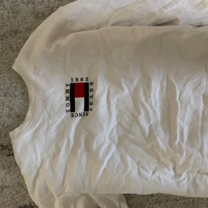 Tommy Hilfiger tröja - TH tröja i bra skick, knappt använt, storlek S, med text på ärmen