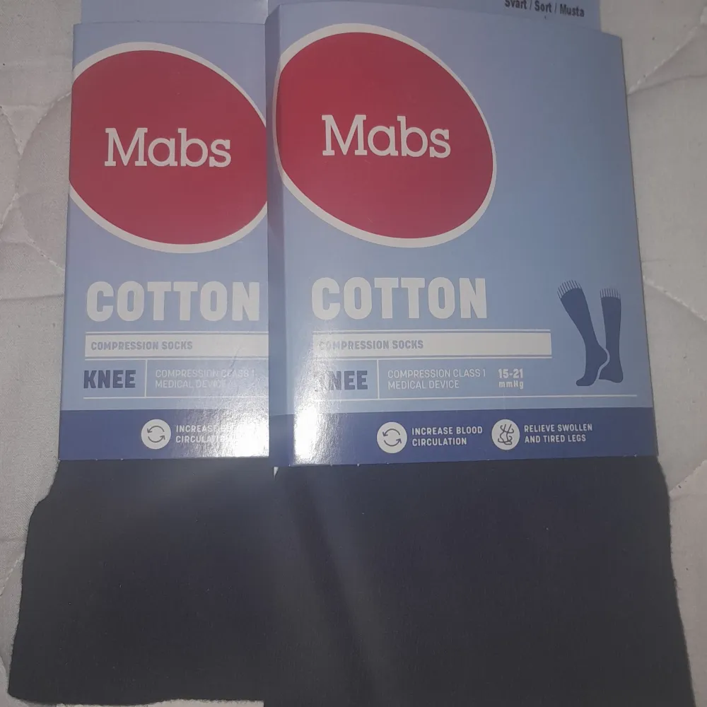 Mabs Cotton Knee 2 paket  44-47 XXL  Svart Nya, oanvända I förpackning . Övrigt.