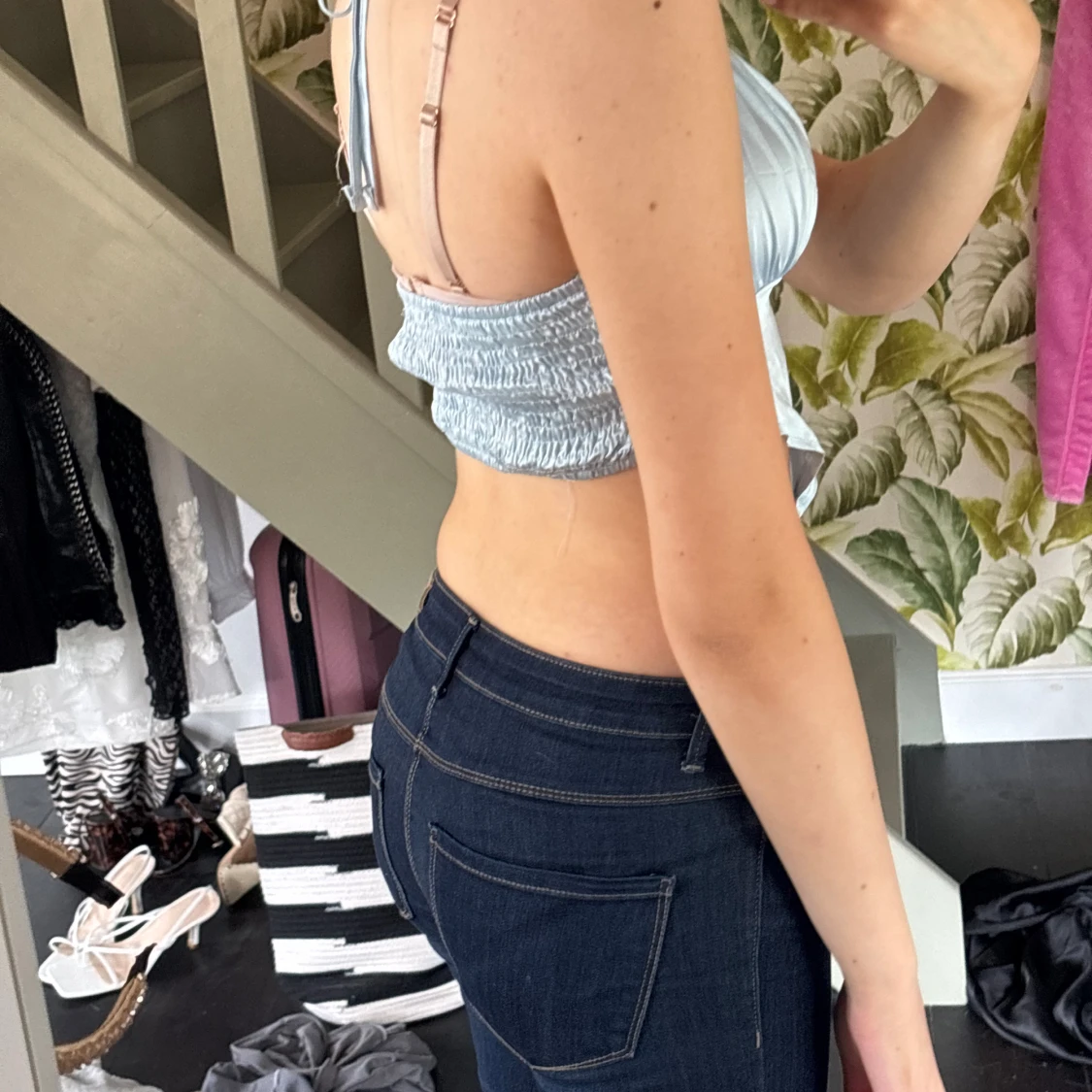 Ljusblå satinlinne - 90