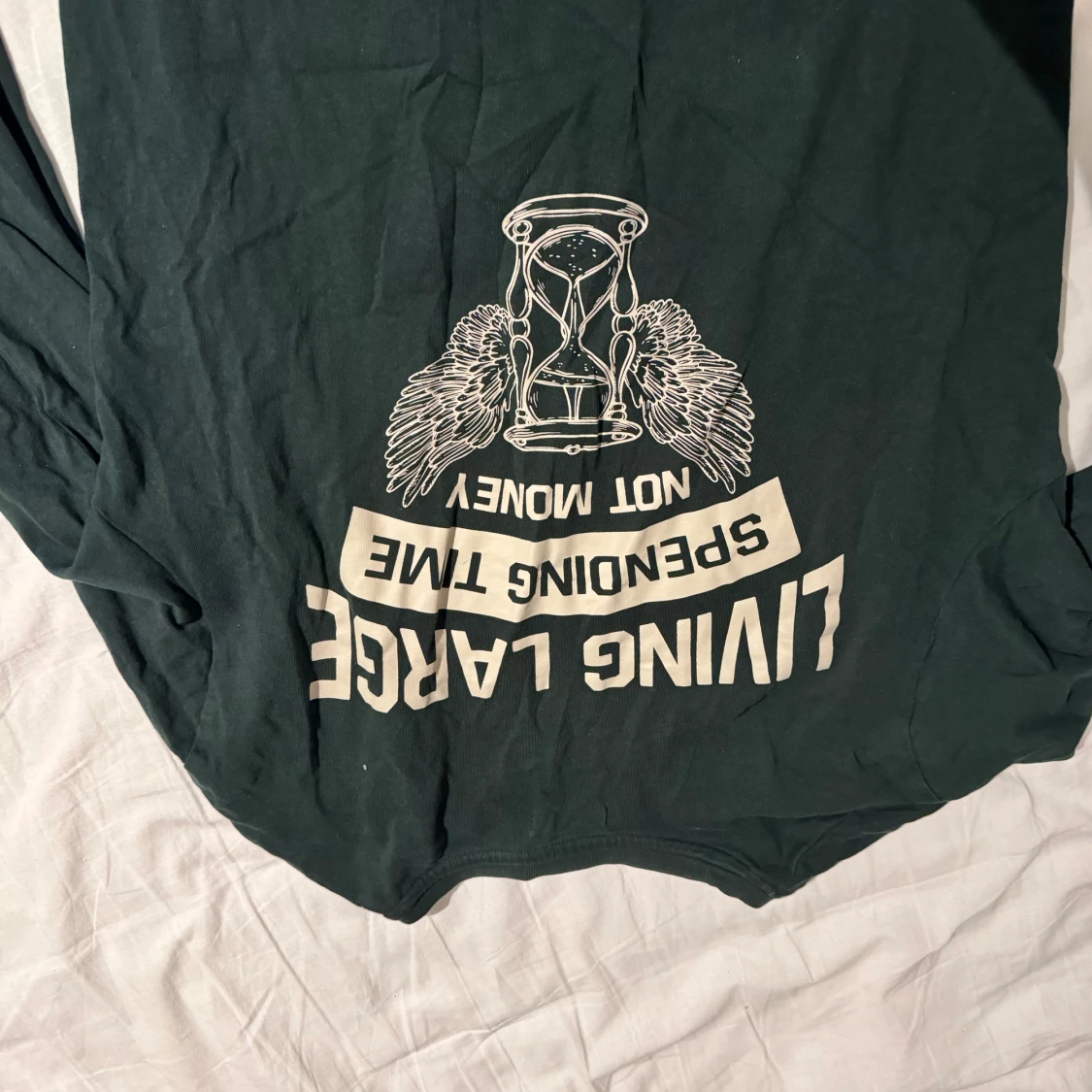 Grön långärmad tröja med tryck - 90