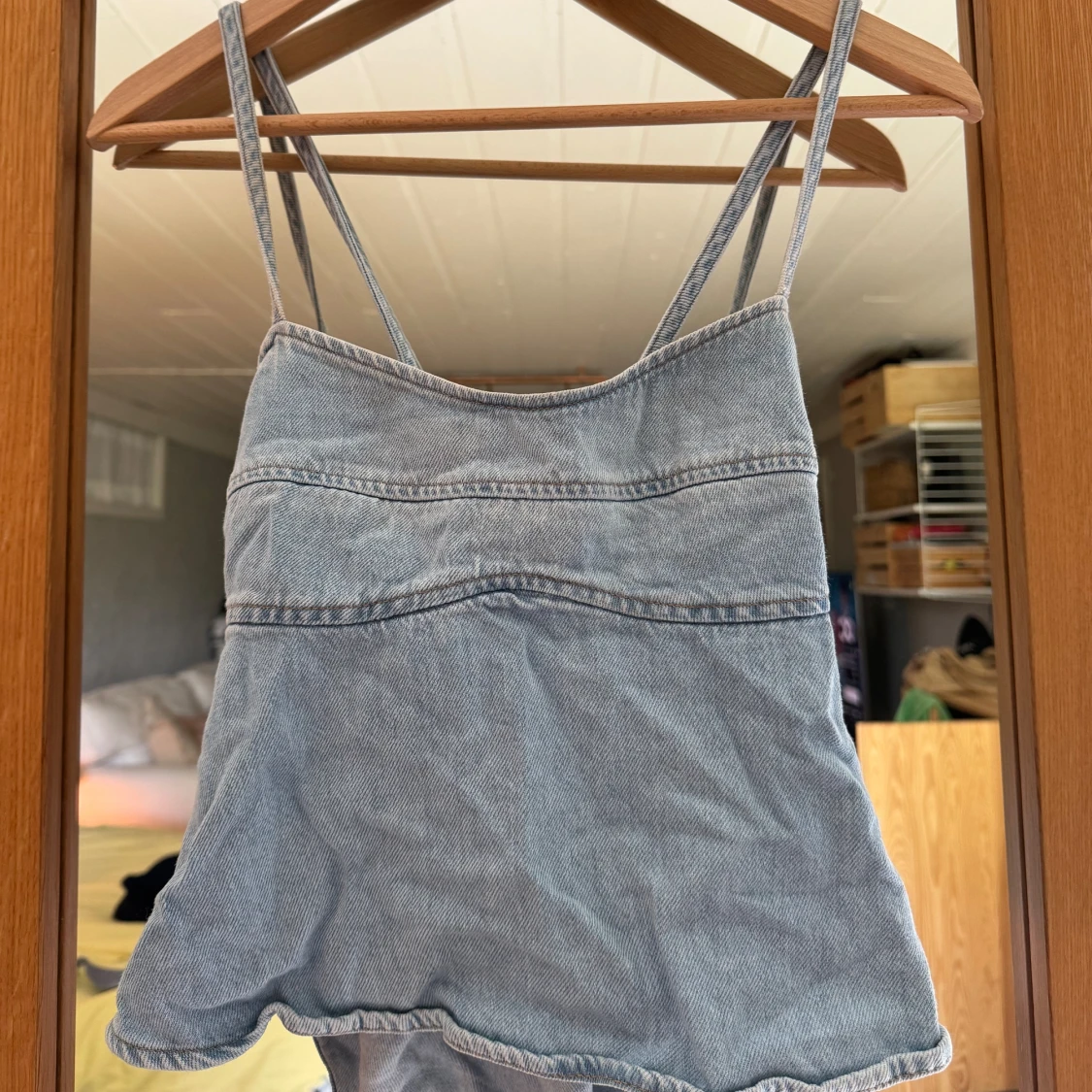 Ljusblå jeanslinnetopp - 90