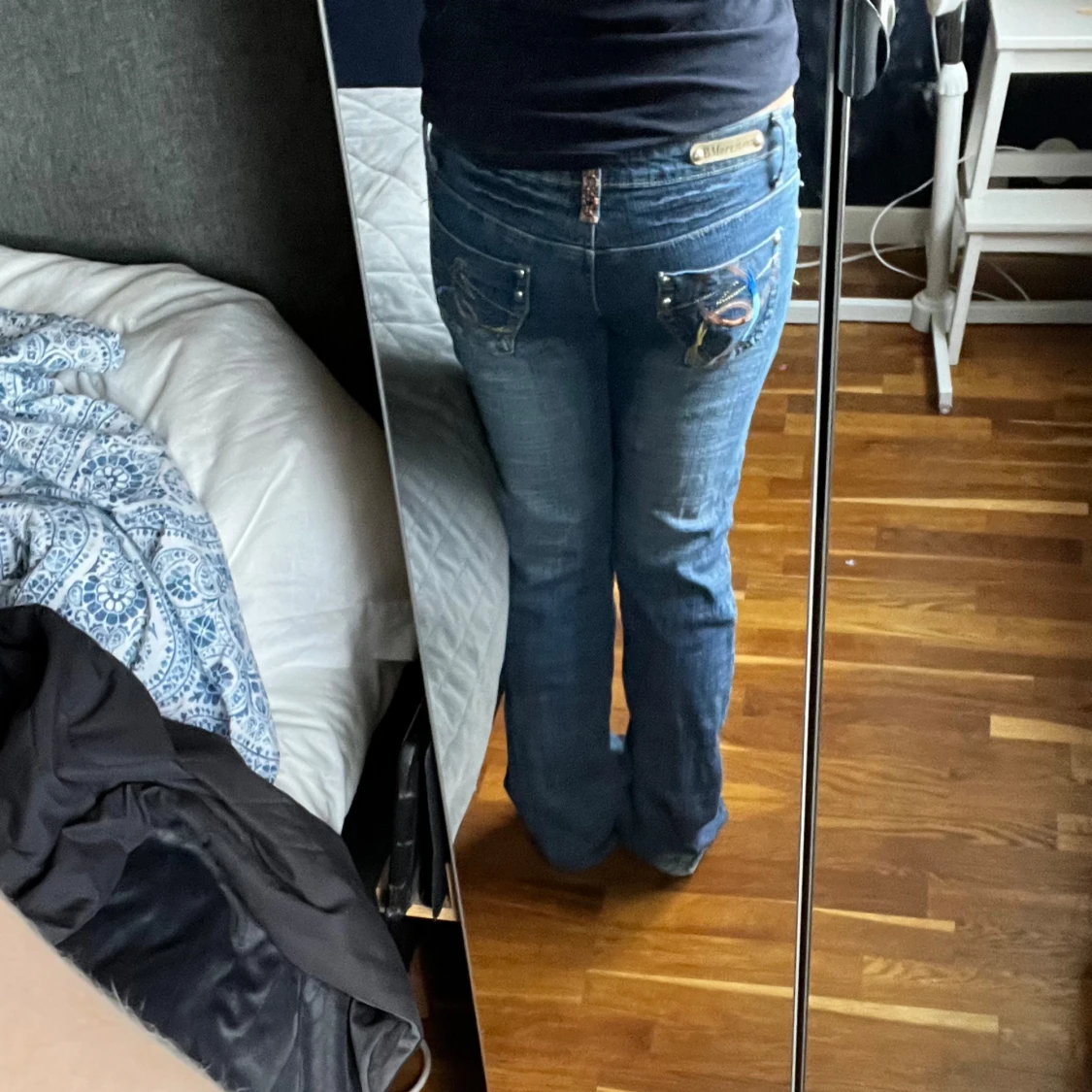 Låg midjade bootcut jeans  - 91