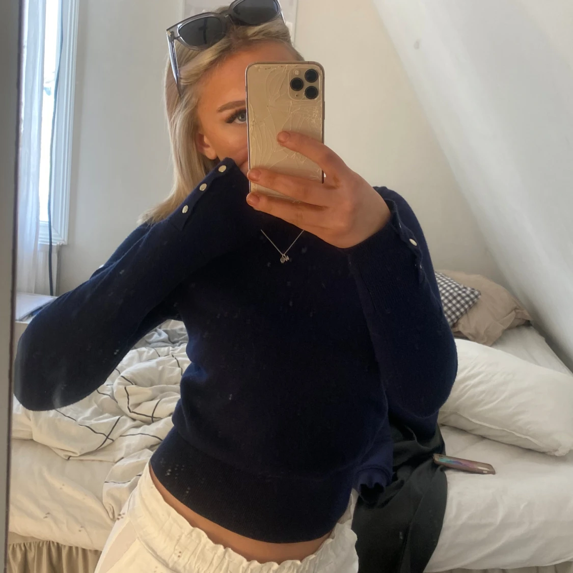 Marinblp stickad tröja - 92