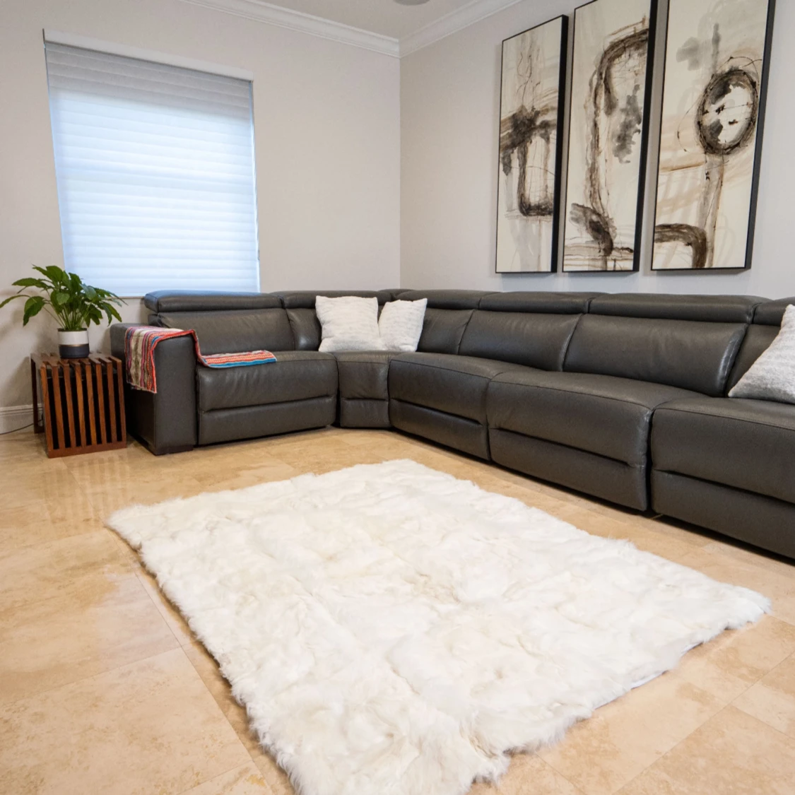 White baby alpaca blanket queen size