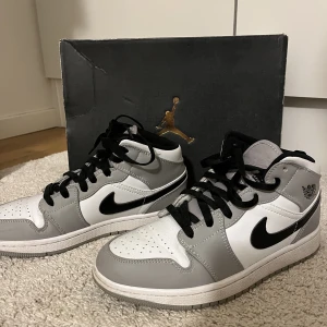 Jordans grey  - Ett par super fina Jordans i jätte bra skick inga komplikationer eller fläckar. Låda medföljer samt extra skosnören! 