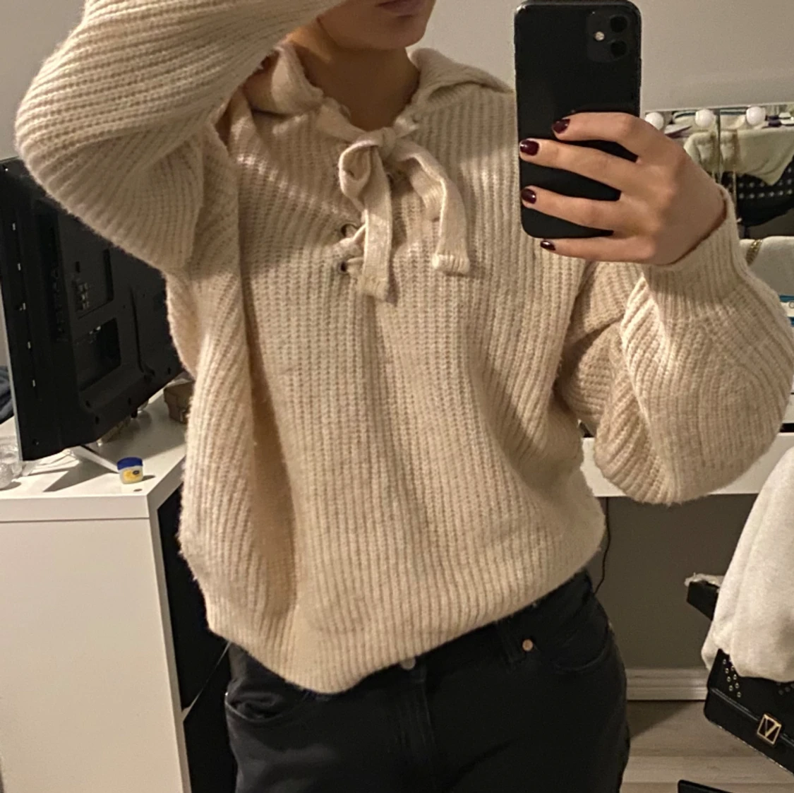 Söt stickad tröja S - 90