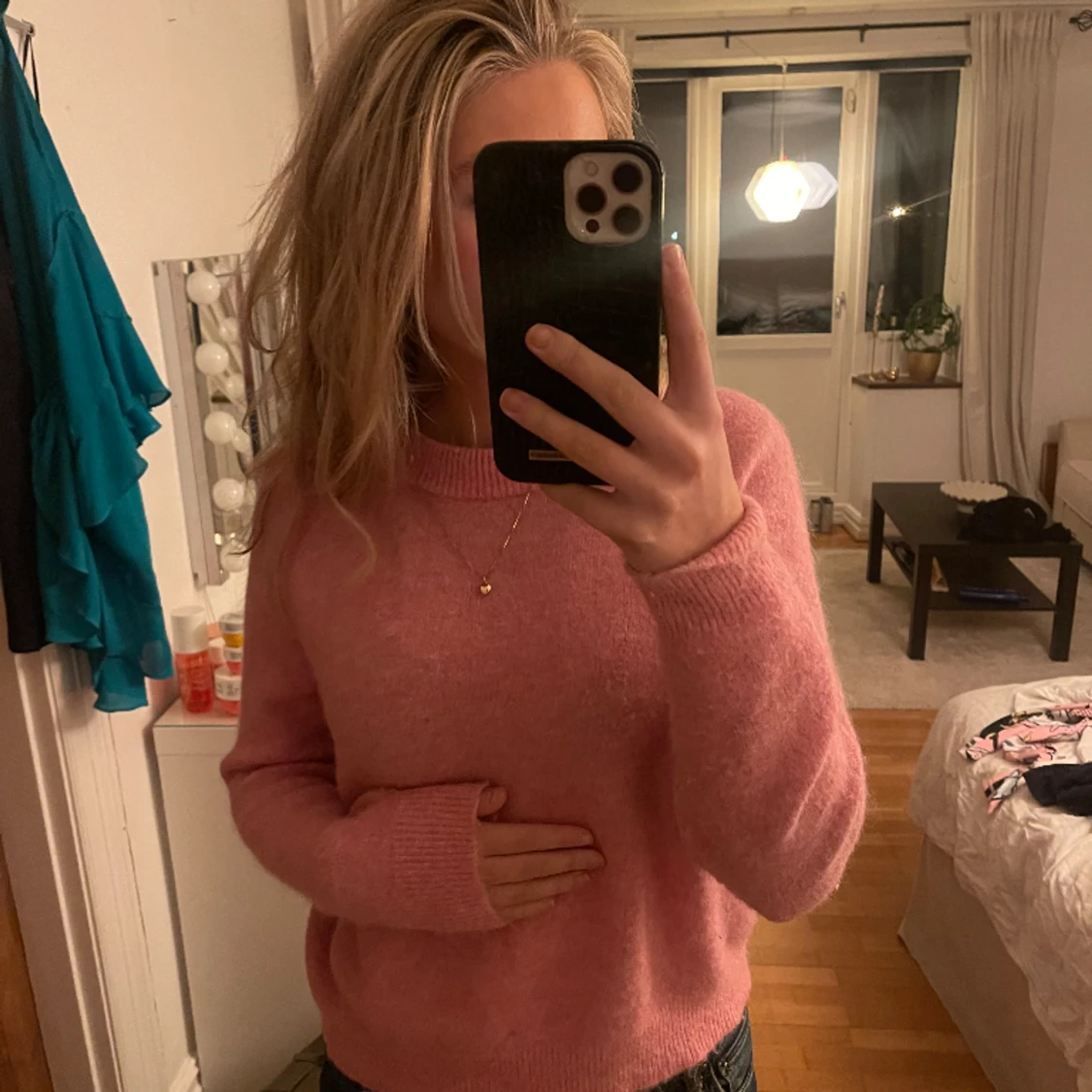 Stickad rosa tröja - 90