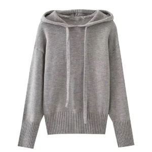 Zara liknande hoodie  - Grå stickad hoodie, skriv för egna bilder 