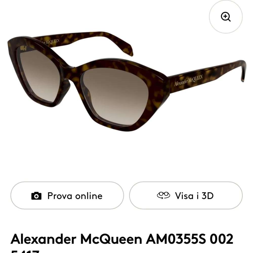 Bruna solglasögon från Alexander Mcqueen. Inga repor och fint skick. Köpta på synsam. Ord pris 2800kr. . Accessoarer.