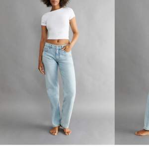 Low straight jeans från Gina tricot i storlek 34, lite korta på mig som är 177, knappt använda