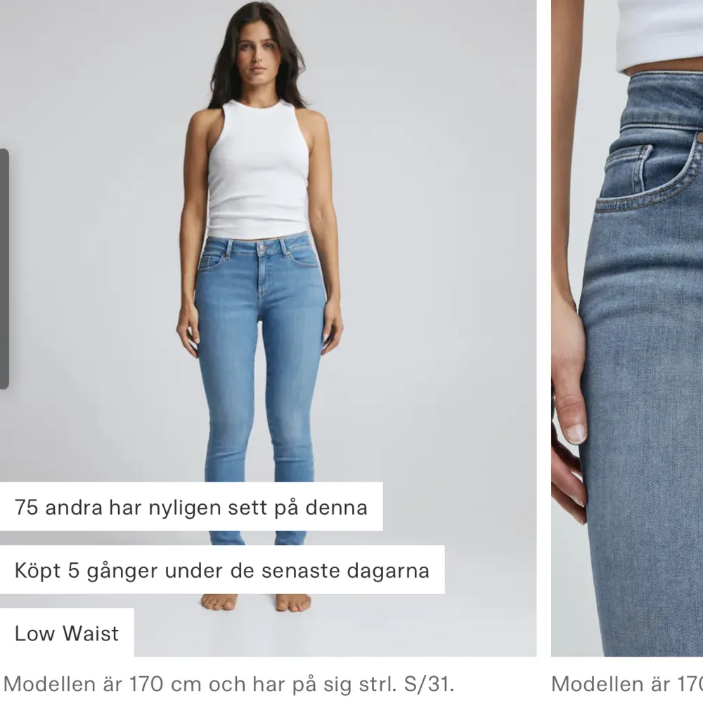 Lågmidjade jeans,endast testade så dom är så gott som nya . Jeans & Byxor.