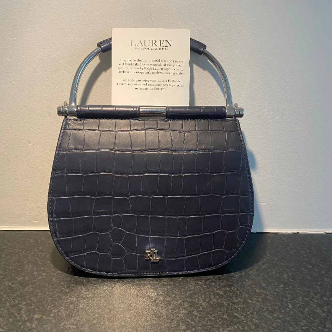 Ralph Lauren Mini Mason Embossed Matte Leather Navy 