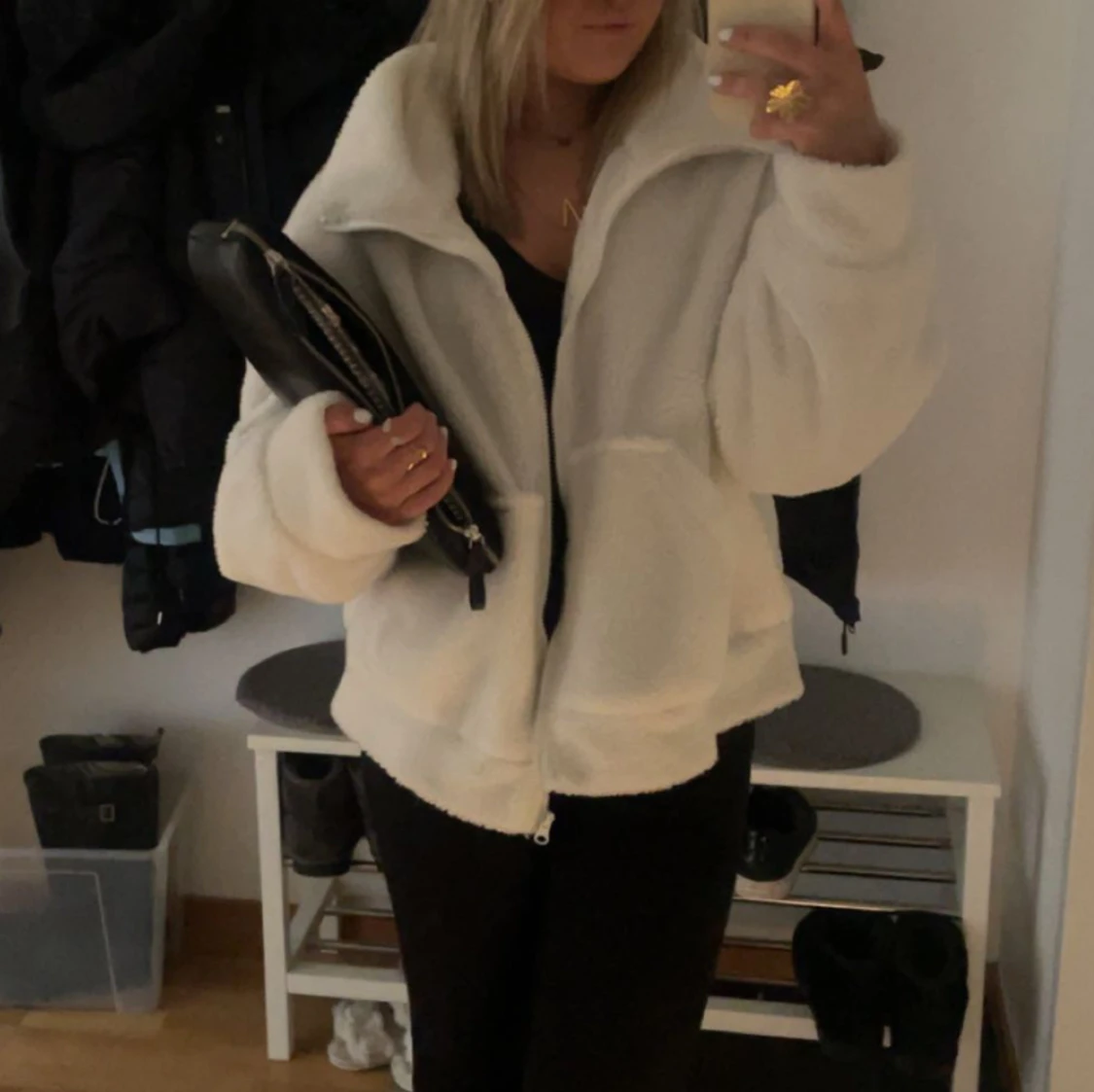 Vit teddyjacka  - 90