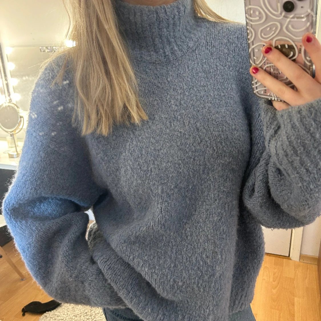 Blå finstickad tröja  - 90