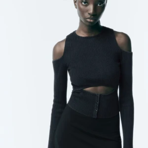 Zara topp - Helt ny zara topp i storlek s. Ribb stickad topp med coola cut outs och knappar, grå/svart!☺️orginal pris 329