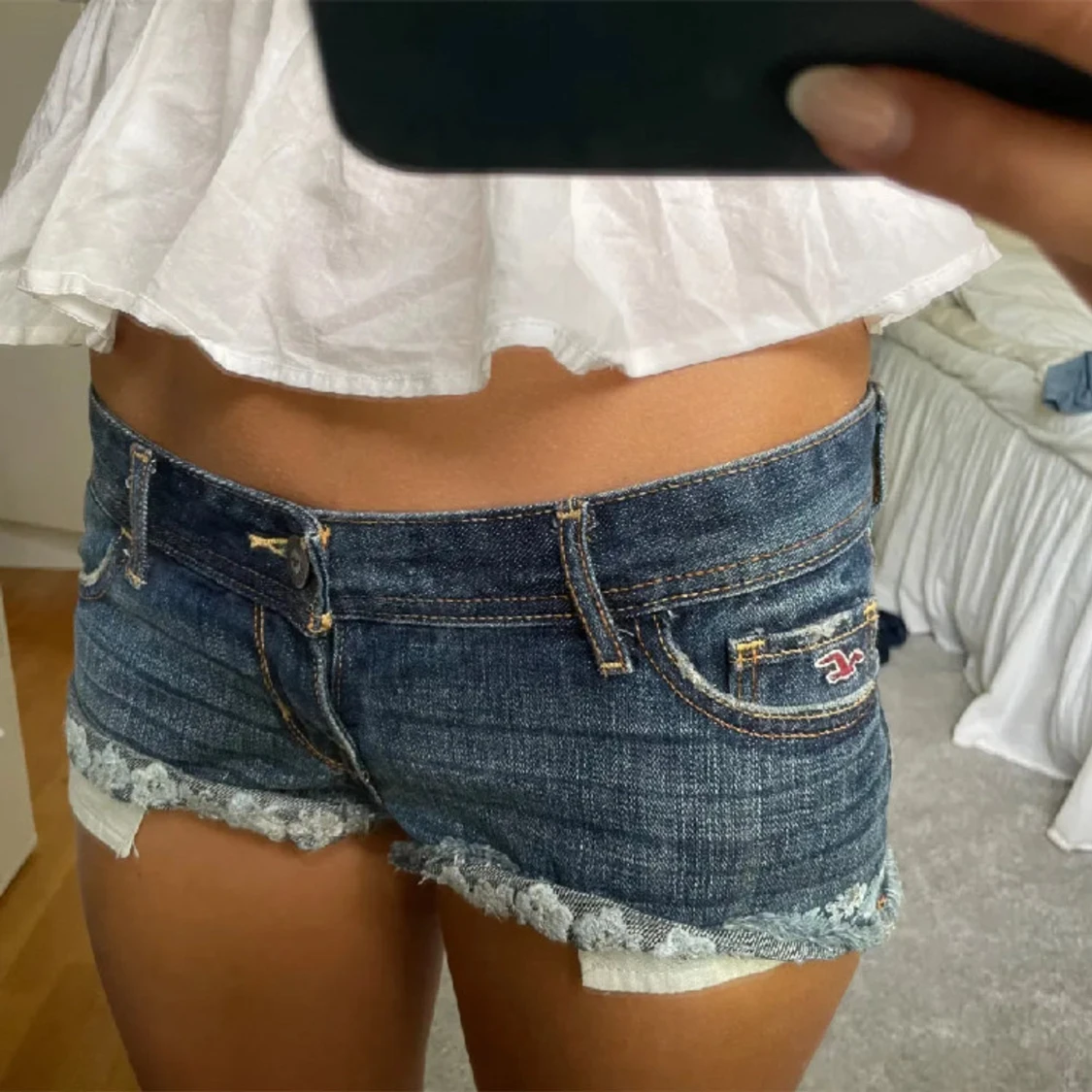 Lågmidjade jeans shorts - 90