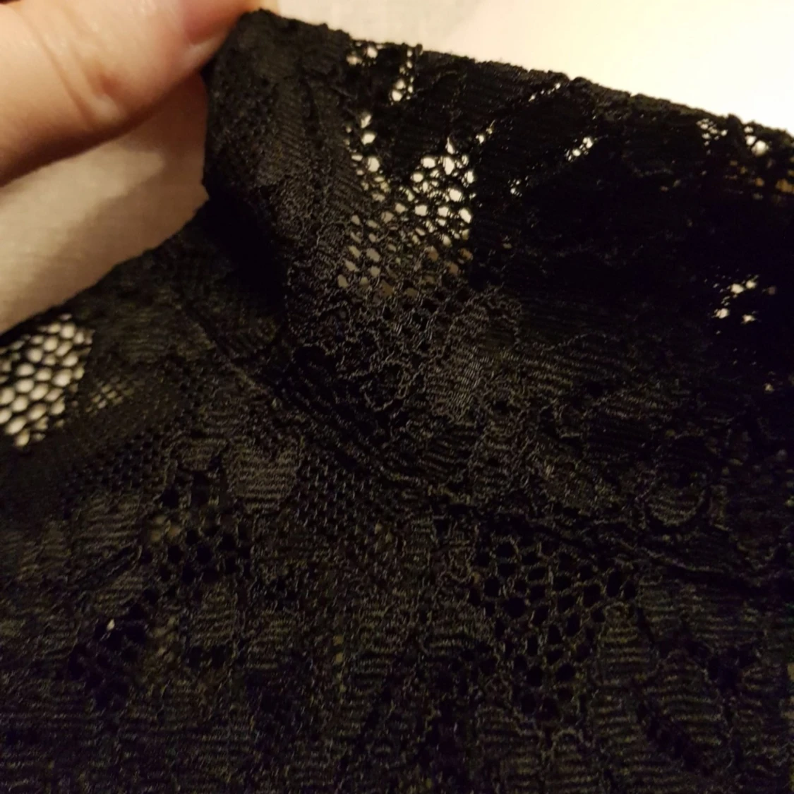 Syntet spets topp med halv polo strl S  - 90