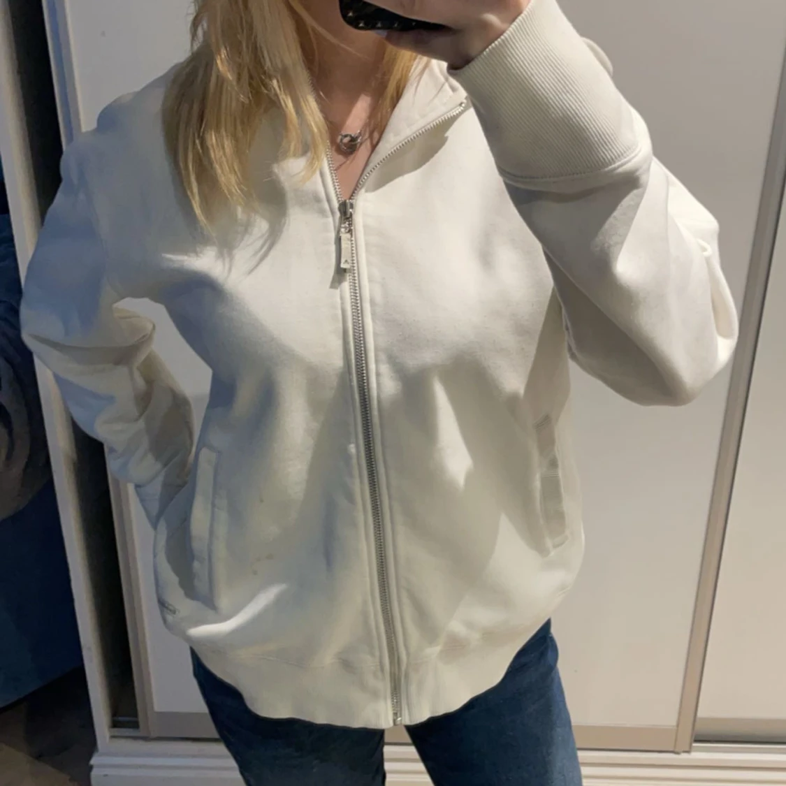 Vit tjock tröja  - 90