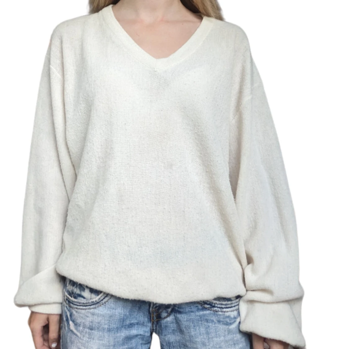 Vit stickad tröja  - 90