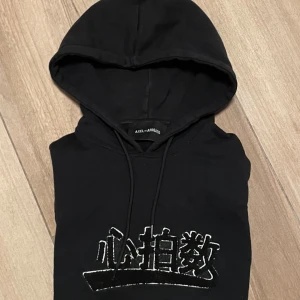Axel Arigato hoodie - Svart  hoodie med tryck och baggy passform. Mycket bra skick, endast använd ett fåtal gånger. Den har storlek XXS men sitter precis som M. 