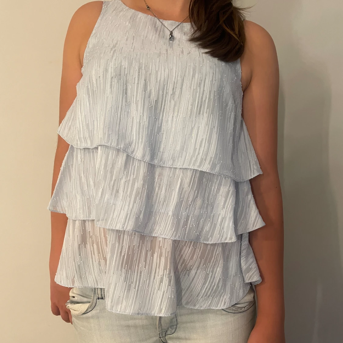 Blå volang blus - 90