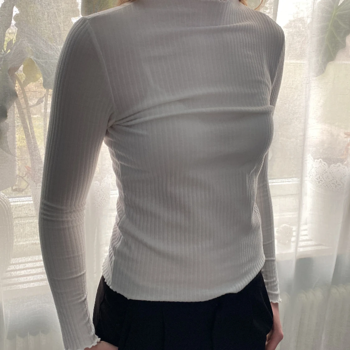 Ribbad långärmad tröja