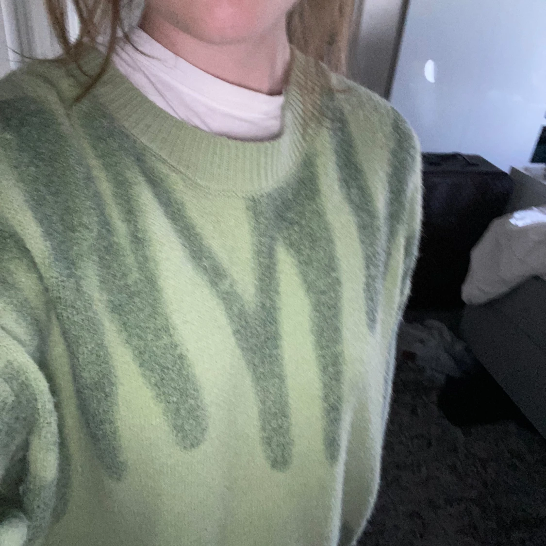 Grön mönstrad stickad tröja - 91