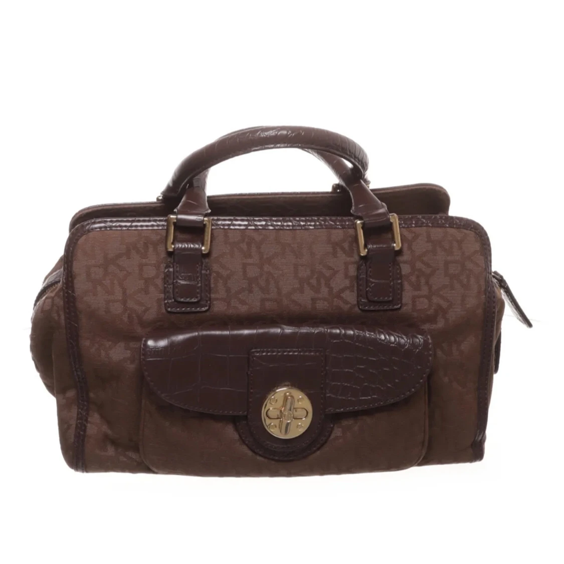 Brun handväska från DKNY med mönster