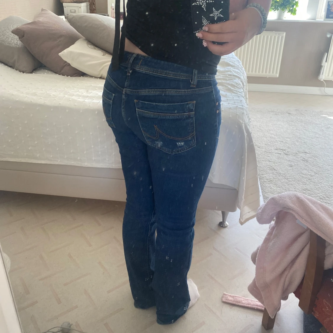 Mörkblå Low waist bootcut jeans💕 - 2