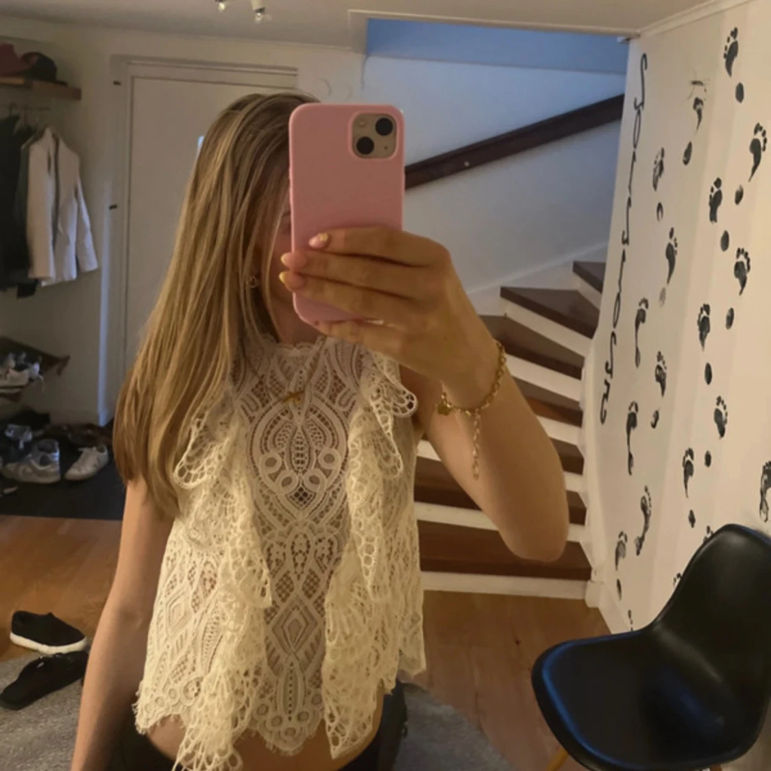 Spets volang blus från zara