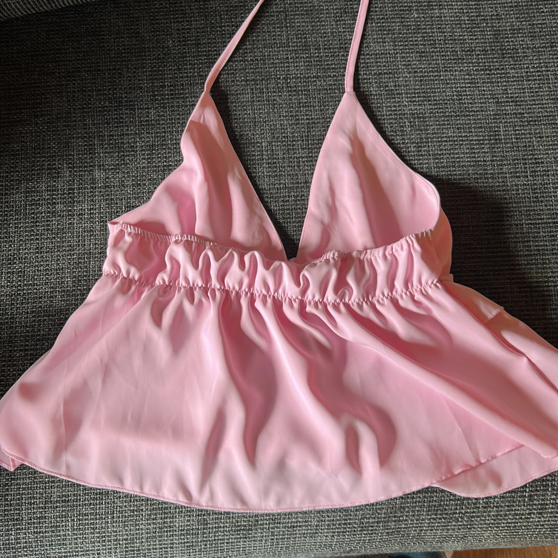 Rosa volang topp med knytband - 1