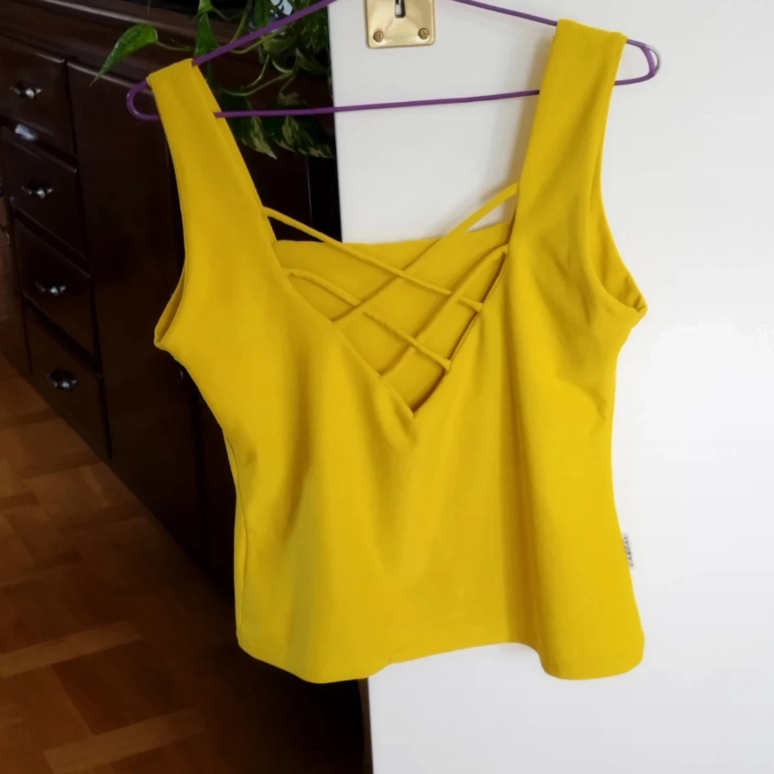 Y2k Gul linnetopp med snörning från Moda Casual - 1