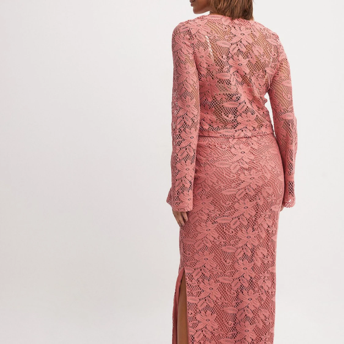 Rosa långklänning i spets - 1