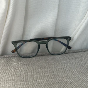 Gröna glasögon med sköldpaddsmönster - Snygga glasögon med transparent gröna bågar och klassisk fyrkantig form. Skalmarna har ett stilrent sköldpaddsmönster i brunt och svart som ger en cool kontrast. Perfekta för dig som vill ha en modern och trendig look.