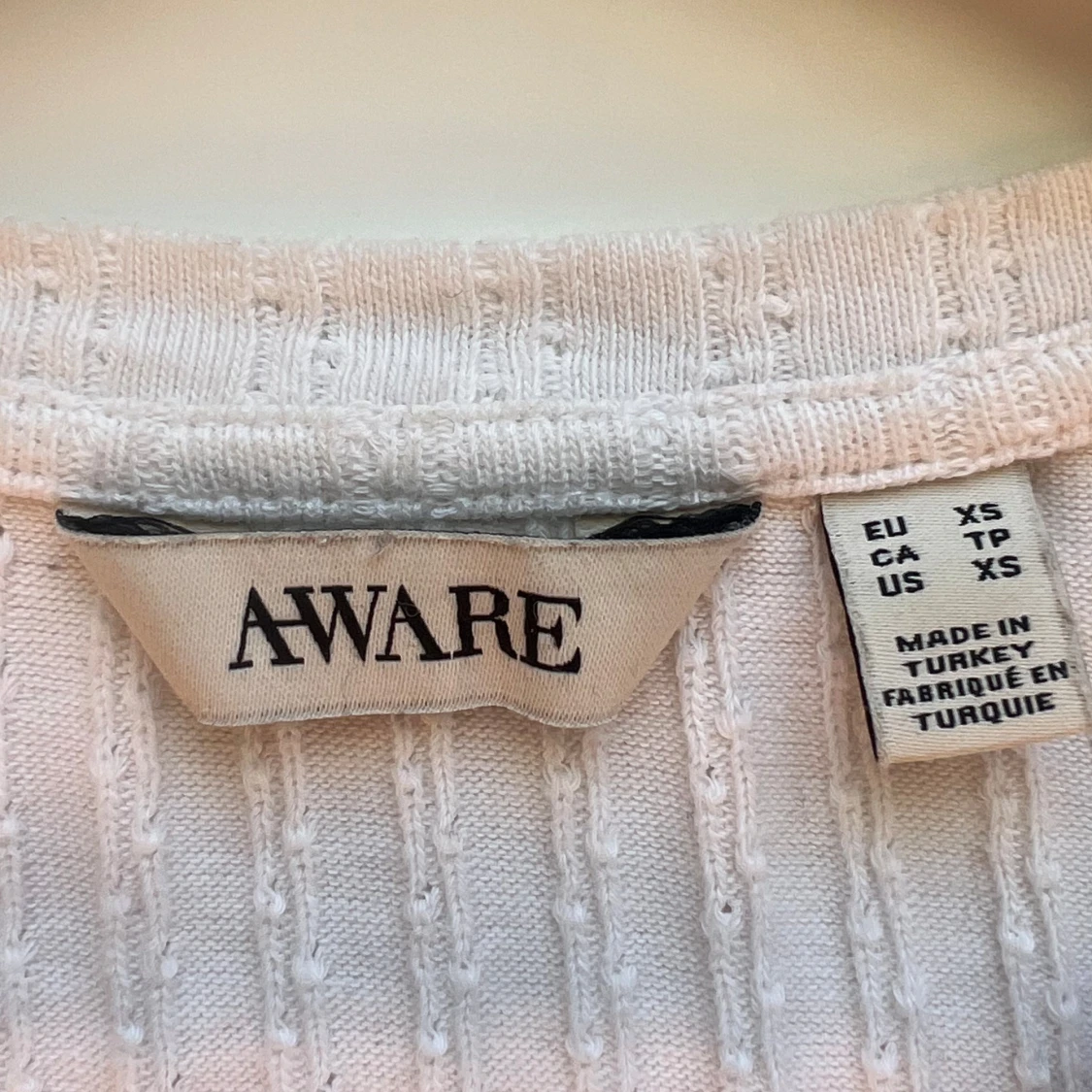Vit ribbad långärmad tröja AWARE - 2