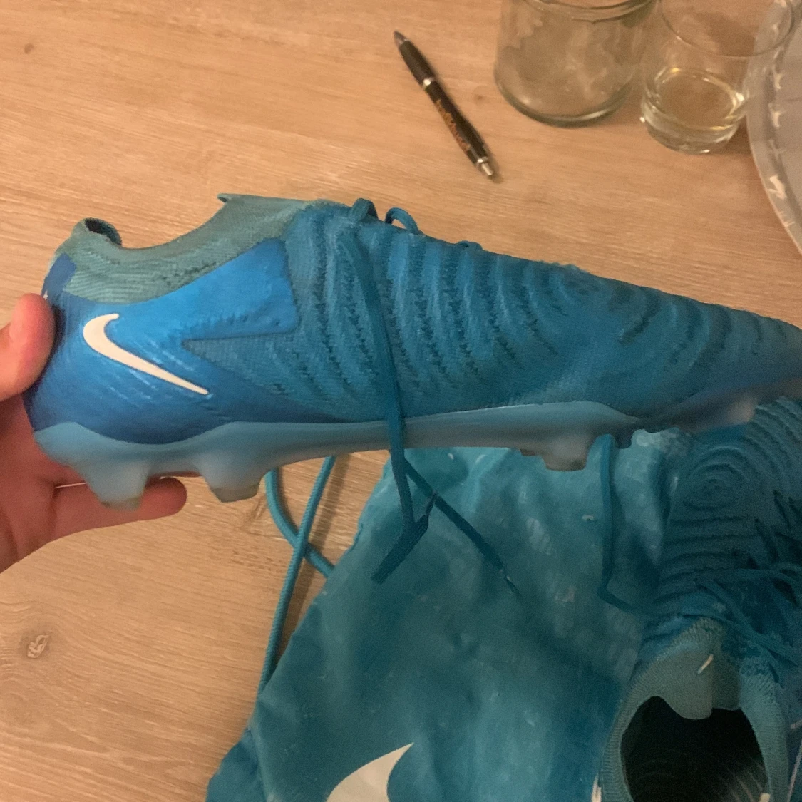 Nike blå fotbollsskor med snörning - 1