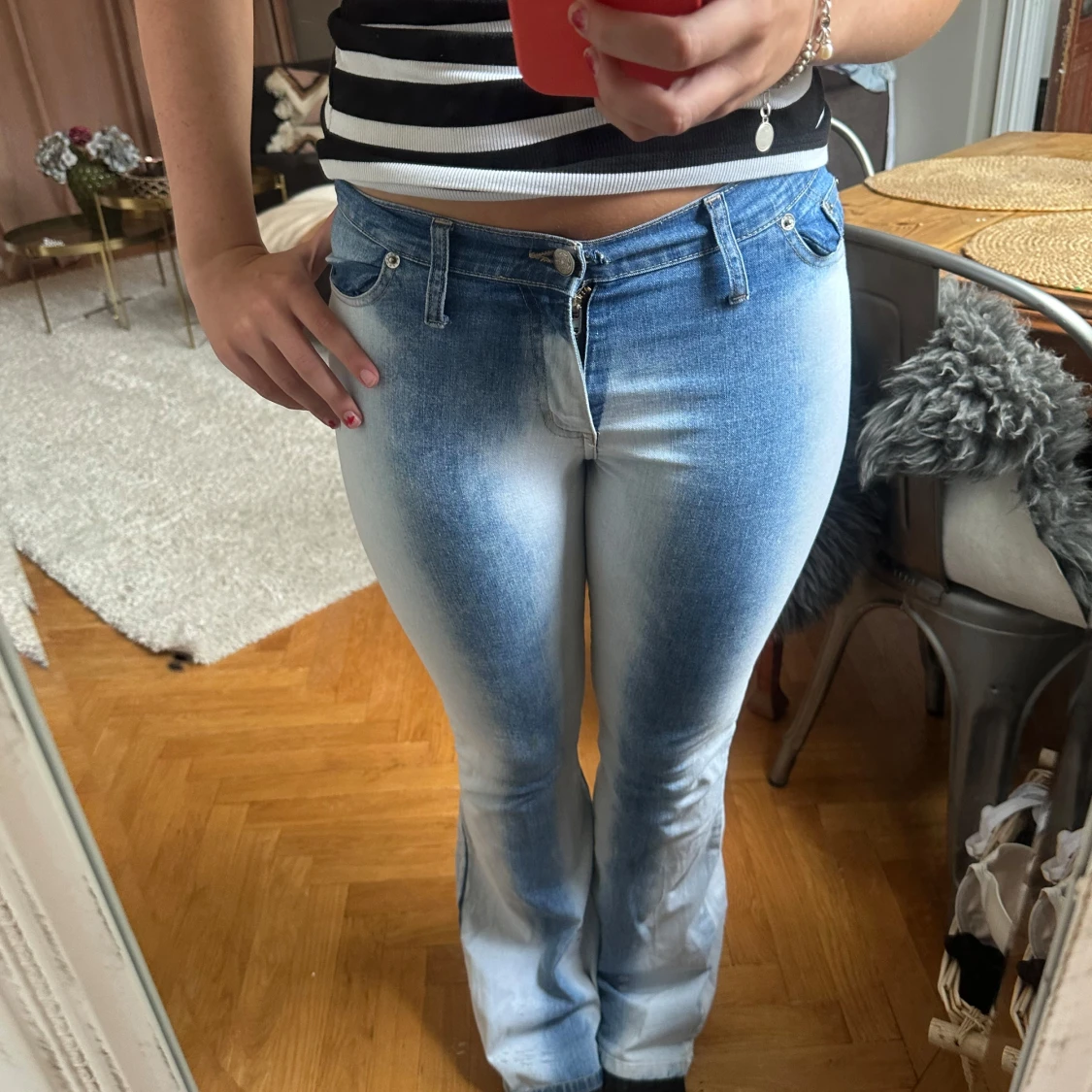 Ljusblå bootcut jeans - 1