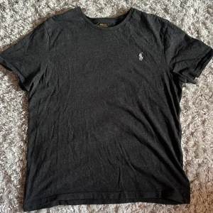 Ralph Lauren tshirt slim fit  - Säljer denna riktigt snygga Ralph Lauren Tshirten i storlek L, slim fit. Den är i bra skick utan defekter och är grå med vit logga. Bara att skriva över frågor och funderingar.