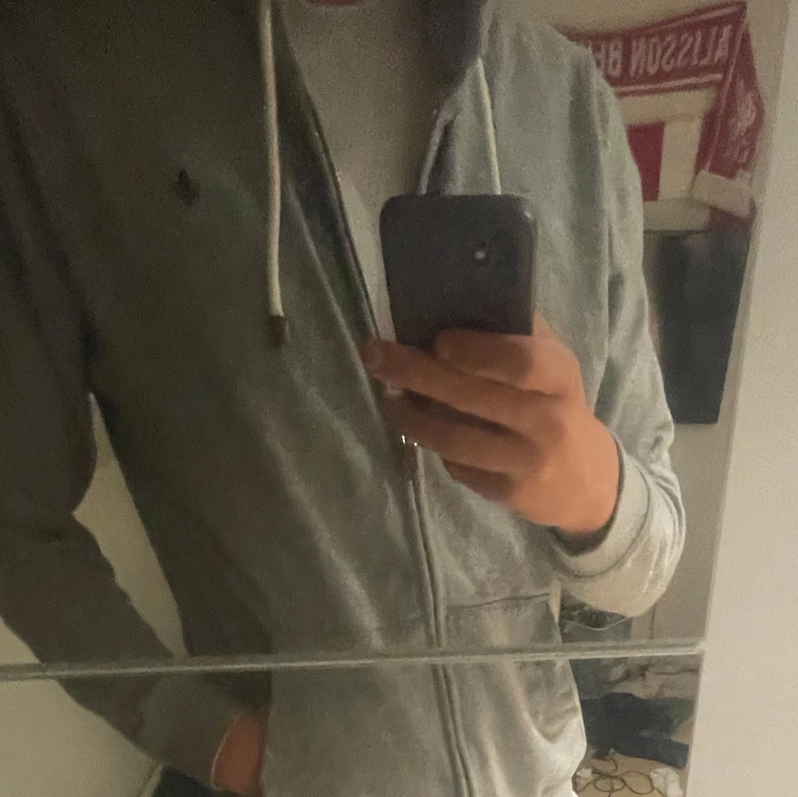 Grå hoodie från Morris med dragkedja - 1