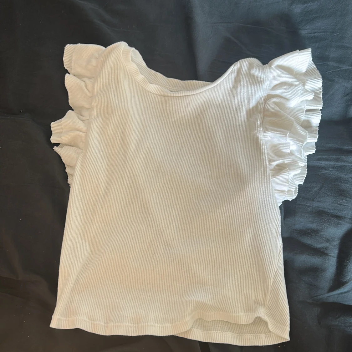 Vit ribbad topp med volangärm Zara - 3