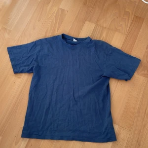 Blå t-shirt från Lindex Kids - Skön och fin t-shirt från Lindex kids som är köpt 2022. Den har några svarta prickar på den och ett litet hål i hörnet på baksidan, därav priset. Annars i bra skick, skriv om du har några frågor! 💗