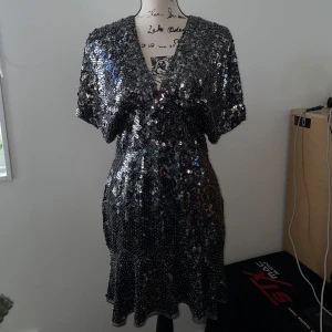 Helt ny Zara paljettklänning - • Helt ny endast provad • storlek 38, jag har stl 36 och är 155 lång och den är för stor för mig. • finns med extra paljetter vid lappen • Fråga gärna!
