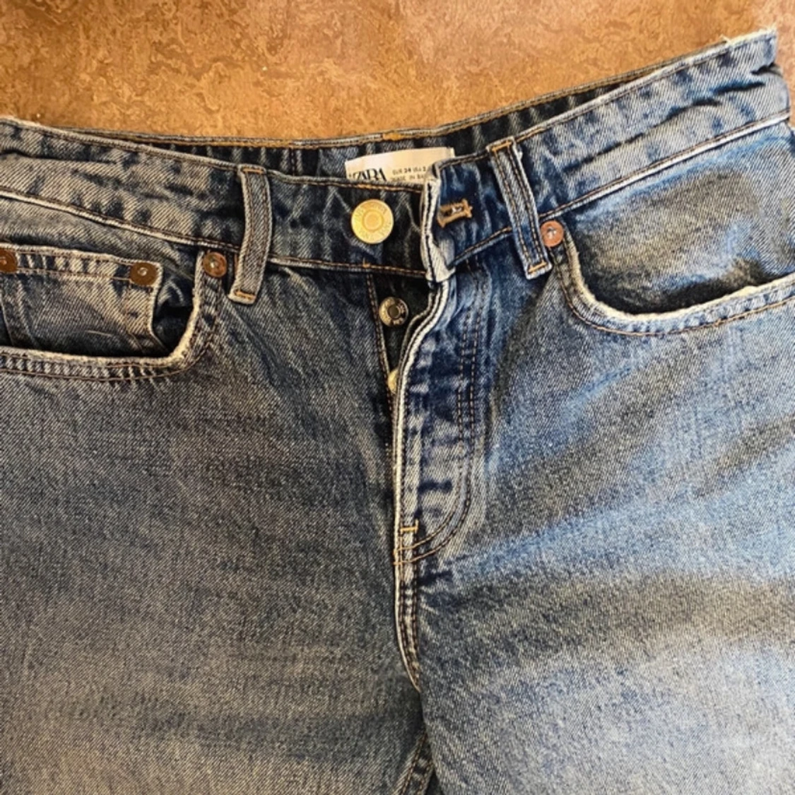 Blå raka jeans från Zara, strl 34 - 1