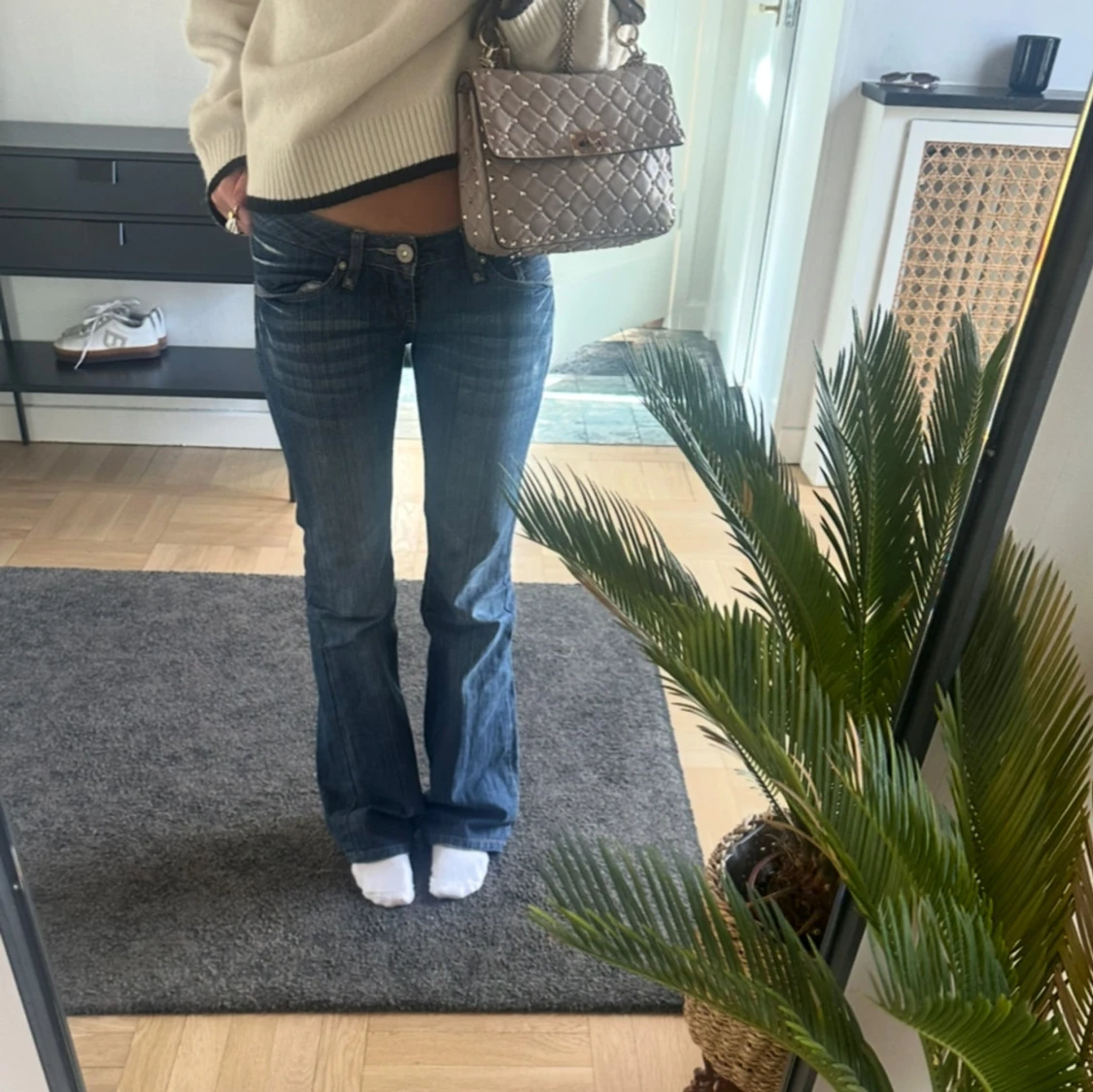 Lågmidjade bootcut jeans blå