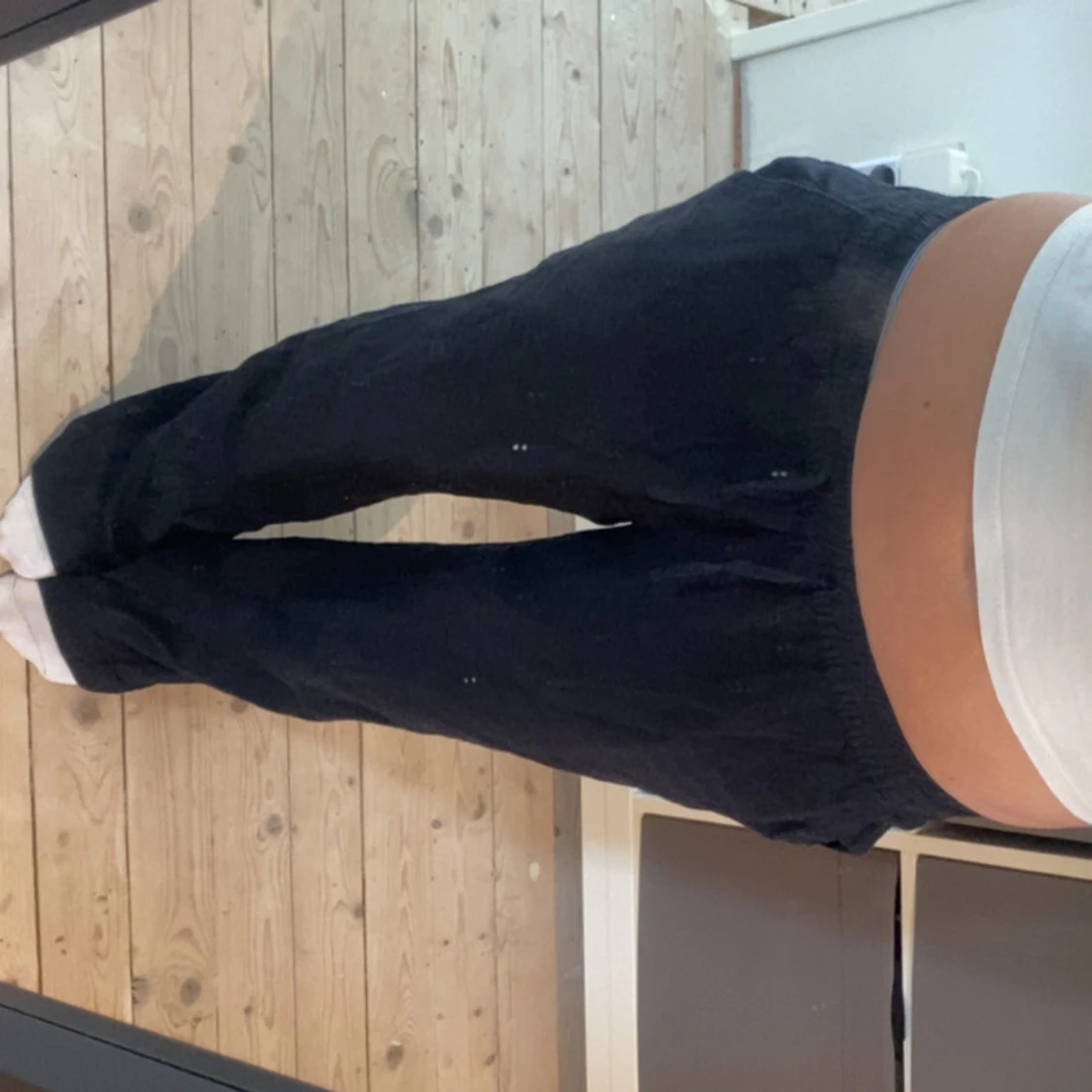 Svarta linnebyxor med resårmidja - 1