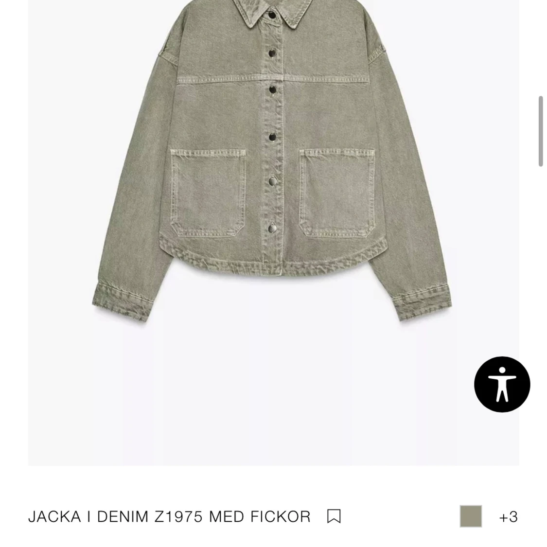 Olivgrön jeansjacka med fickor - 1