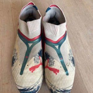 Puma fotbolls skor , limited edition ( the great wave )  - Unika fotbollsskor från puma . Bra skick skulle säga runt 8/10. Köptes från unisport för 2999 kr . går inte att köpa längre , storlek 42 . original box ingår inte men skickas i en annan sko låda . Kan gå ner via snabb affär . Mvh Otto 
