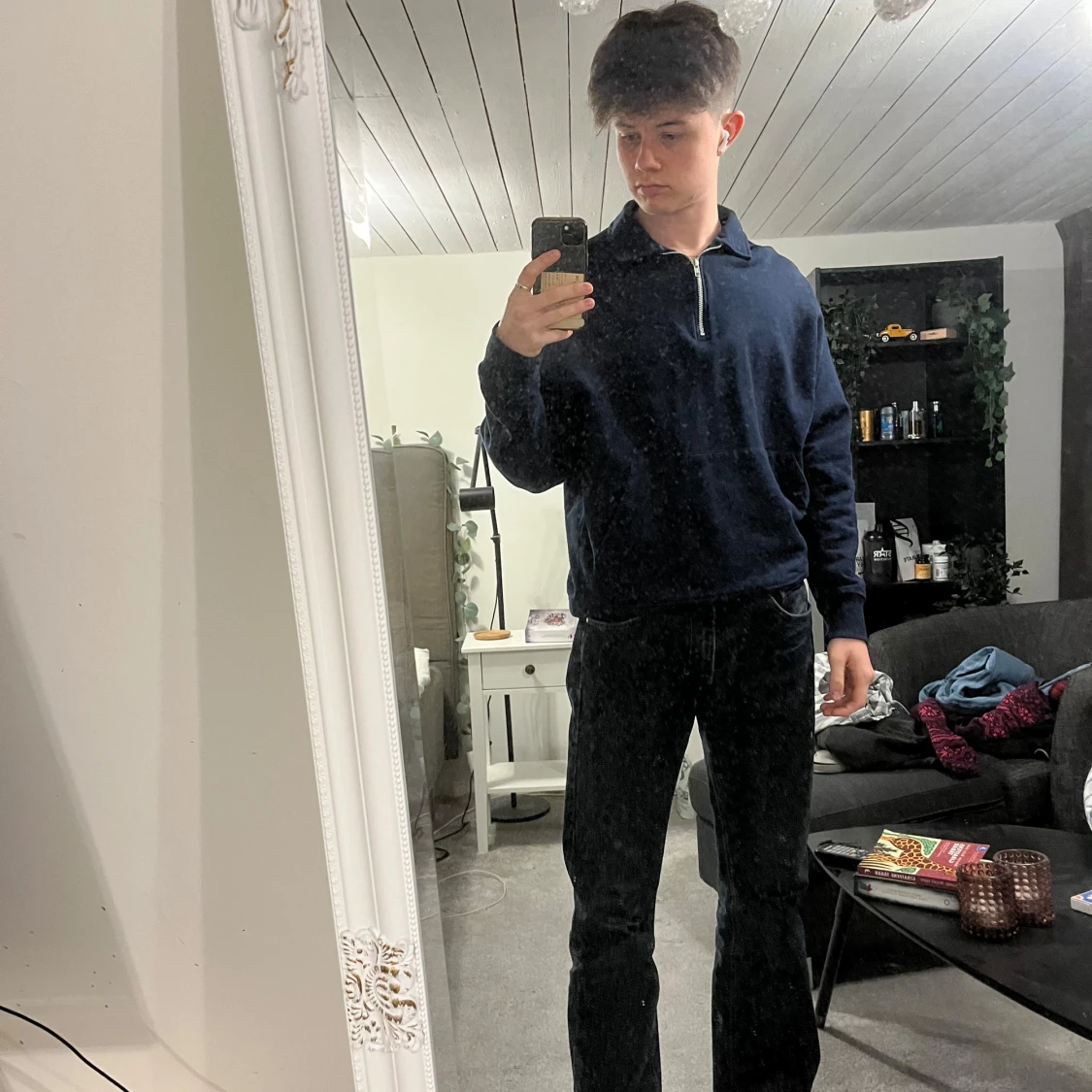 Mörkblå halvzip tröja från ASOS DESIGN - 1