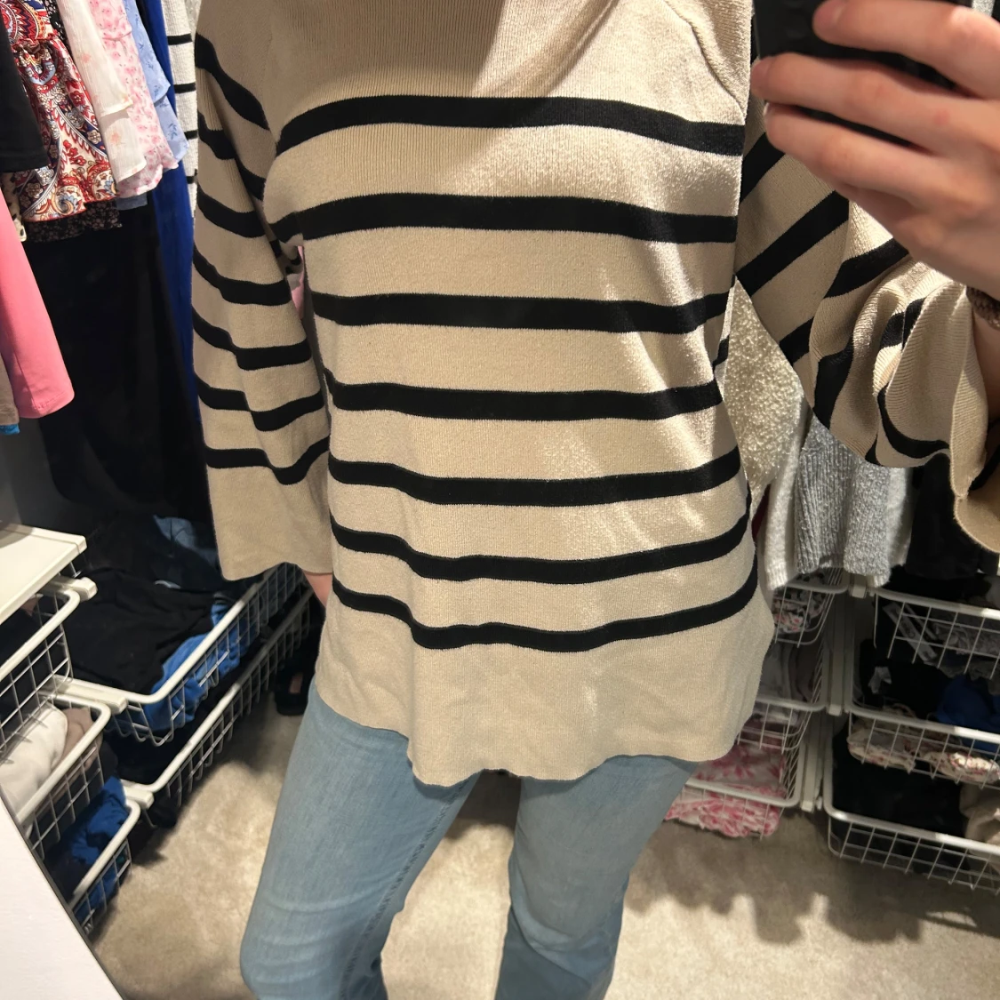 Beige och svart randig tröja från Object - 1