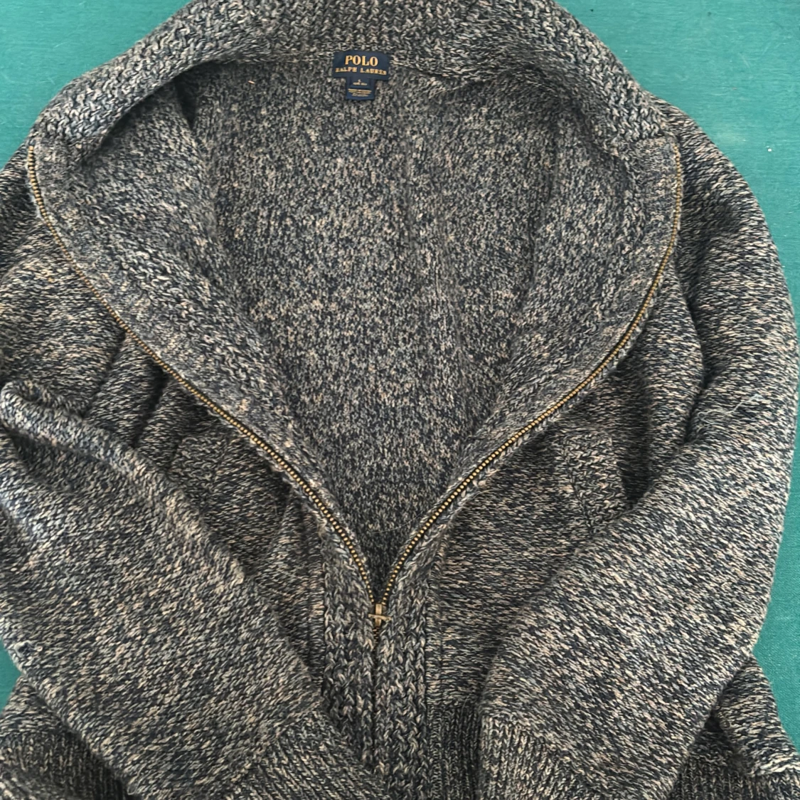 Gråmelerad stickad kofta från Polo Ralph Lauren - 1